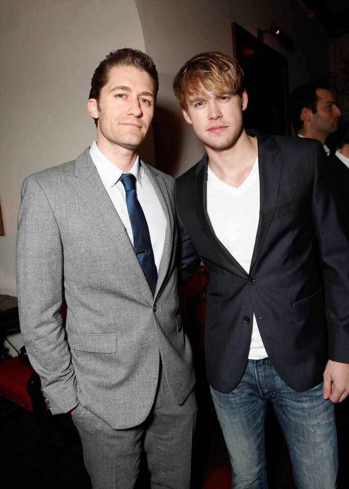 "Glee" star Matthew Morrison, left, and cast member Chord Overstreet.