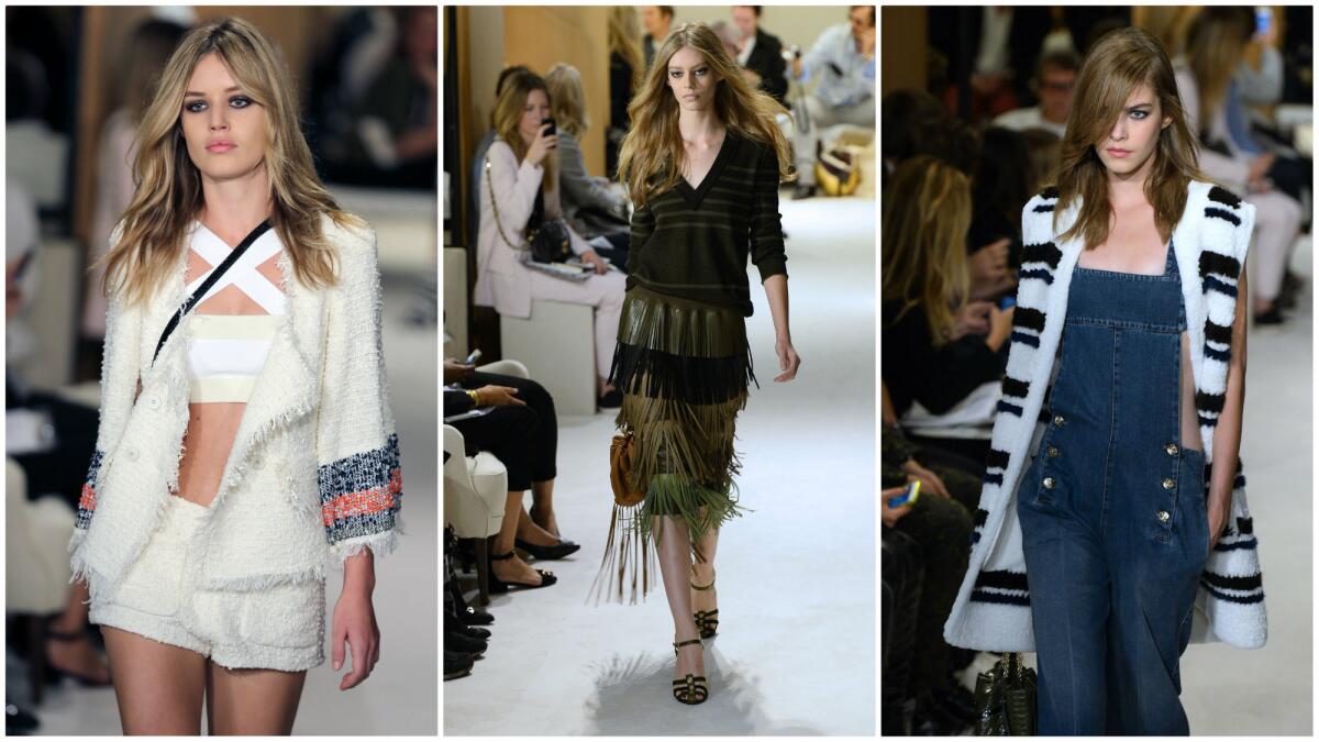 Looks from the spring and summer 2015 Sonia Rykiel runway collection presented Monday at Paris Fashion Week.