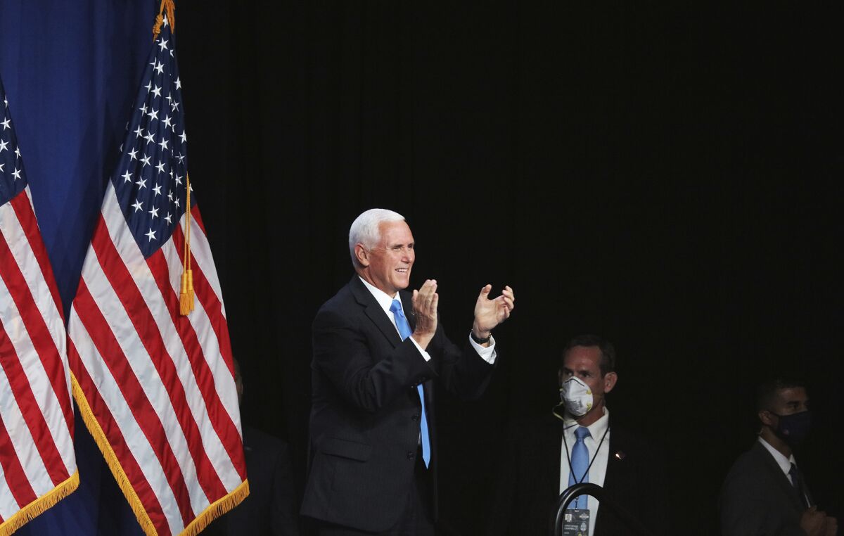 Vice President Mike Pence on the first day of the 2020 Republican National Convention in Charlotte, N.C.
