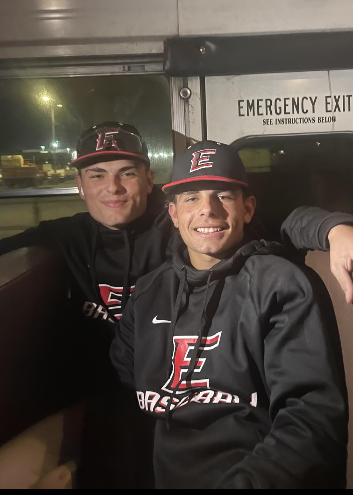 Etiwanda's Ebel brothers, Brady, left, and Trey combined to go eight for nine hitting against Foothill.