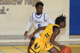 Kalib LaCount of King/Drew attacks on offense against Crenshaw.