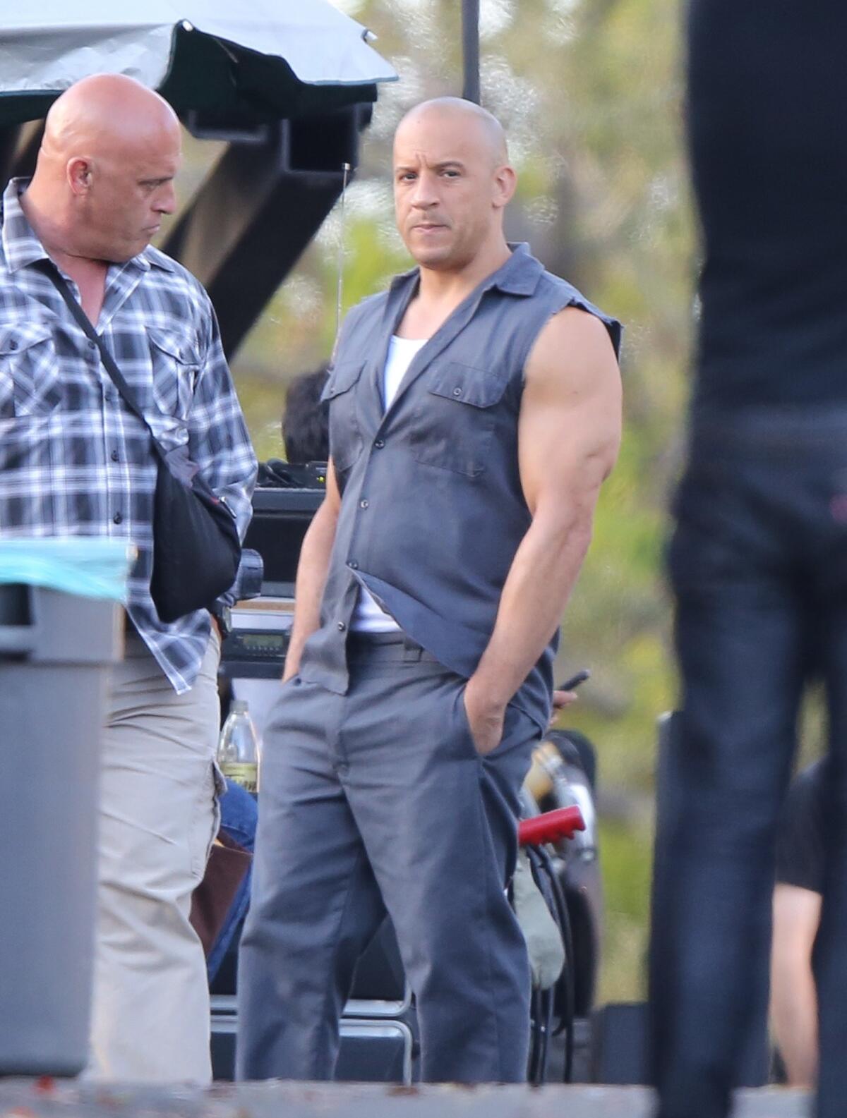 Vin Diesel films "Fast & Furious 7" in 2014 in Los Angeles. (TSM/Bauer-Griffin/GC Images)