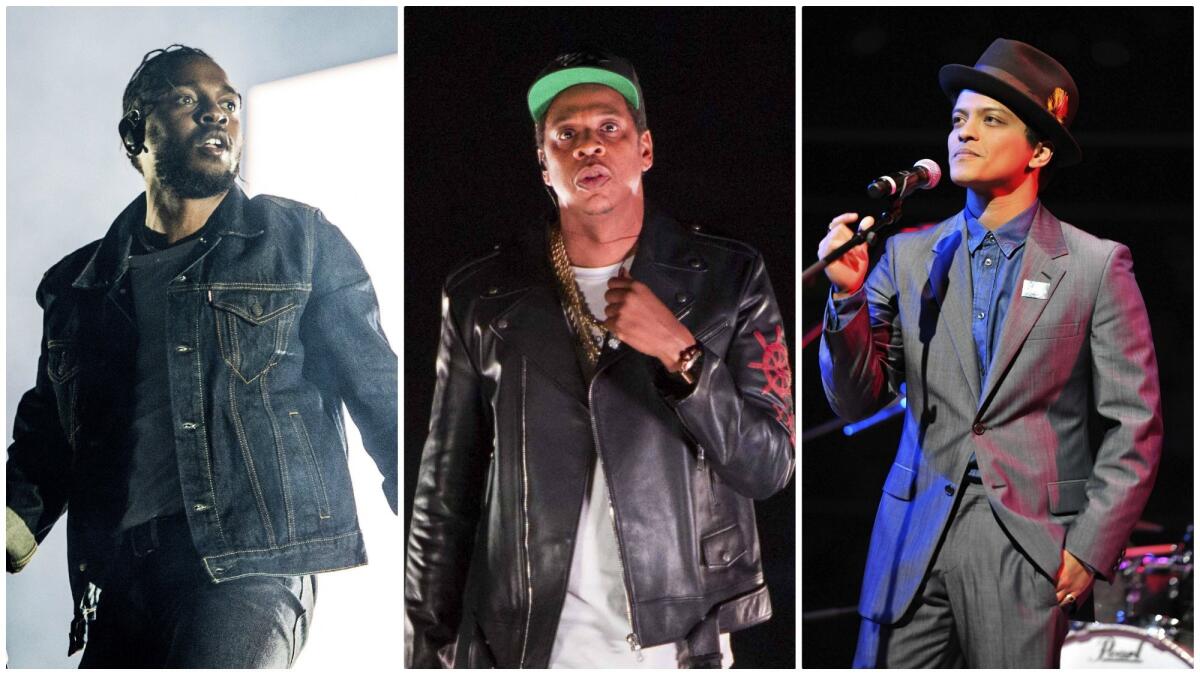 Kendrick Lamar, Jay-Z and Bruno Mars