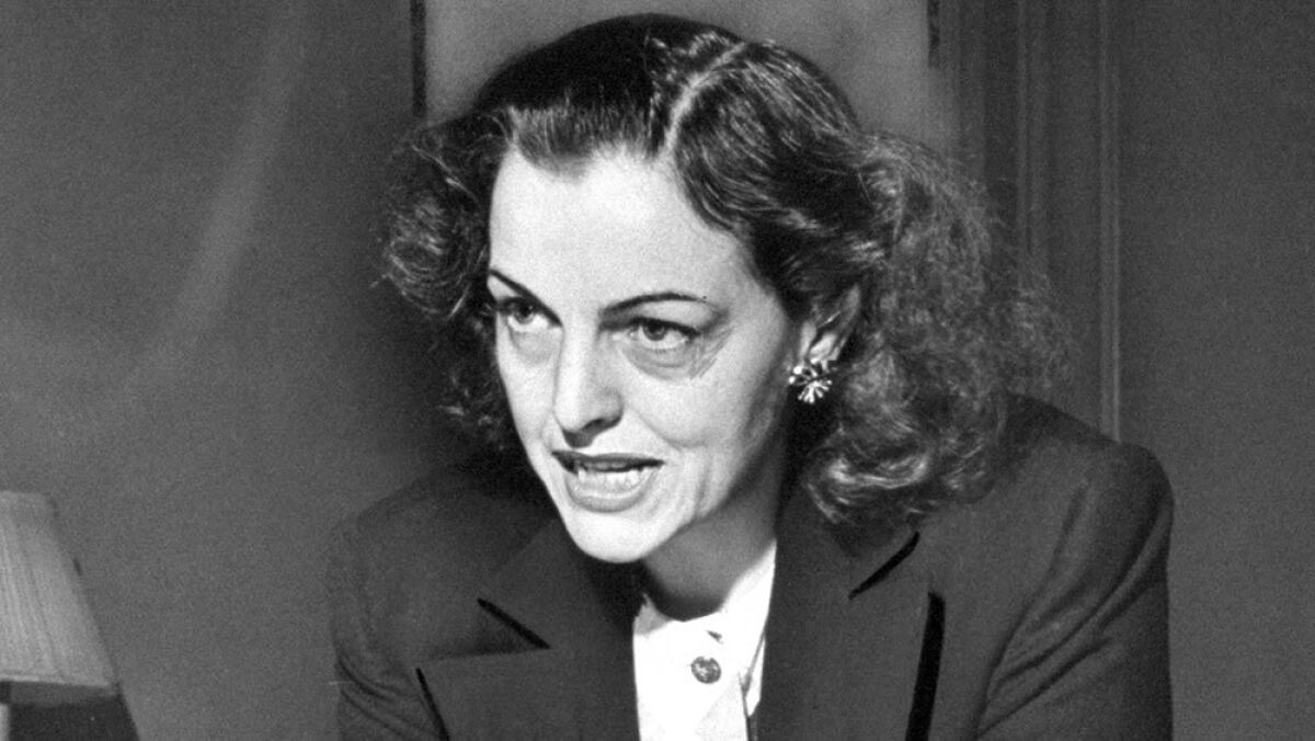 Helen Gahagan Douglas speaks during a news conference in 1950.