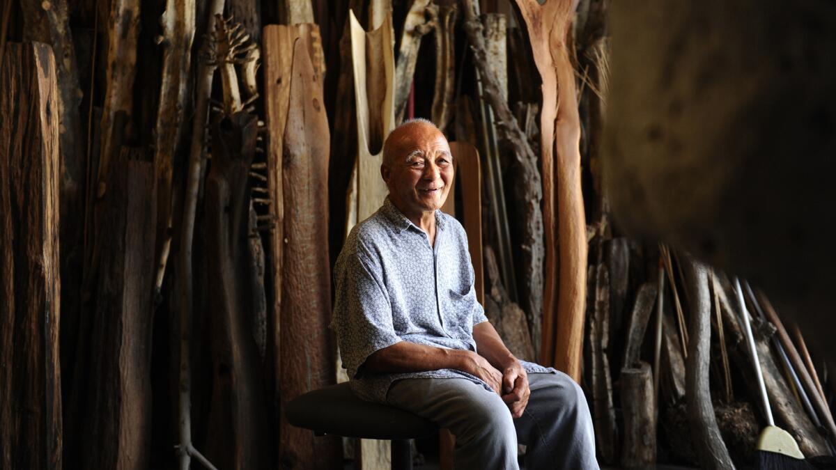 Sculptor Kenzi Shiokava in his Compton studio.