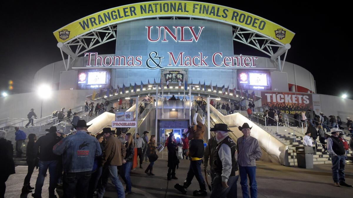Rodeo fans make their way into the Thomas & Mack Center for last year's Wrangler National Finals Rodeo.