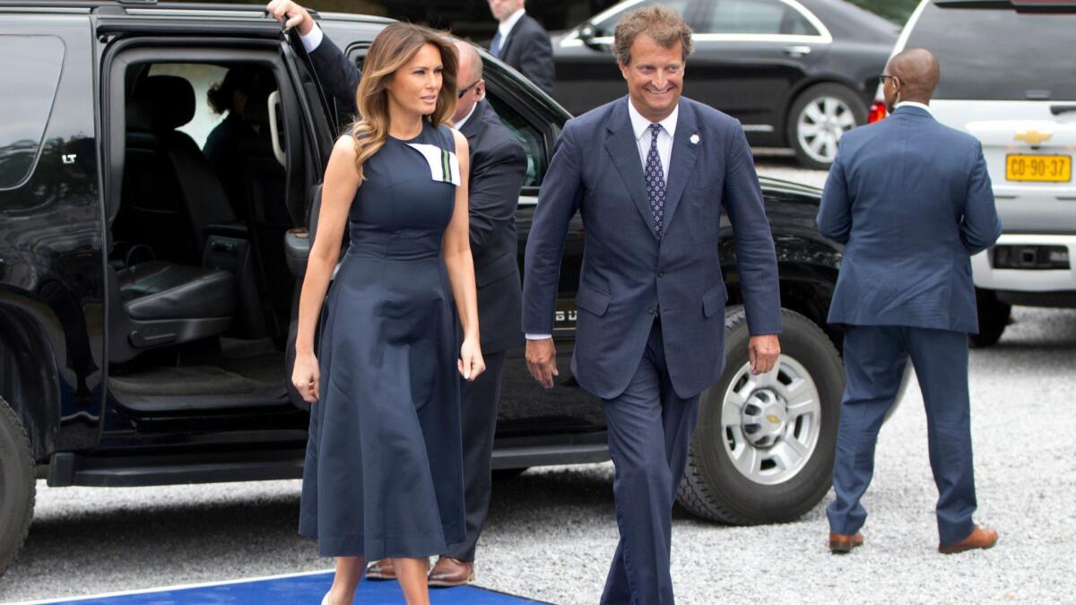 First Lady Melania Trump arrives at the Queen Elisabeth Music Chapel in Waterloo, Belgium.