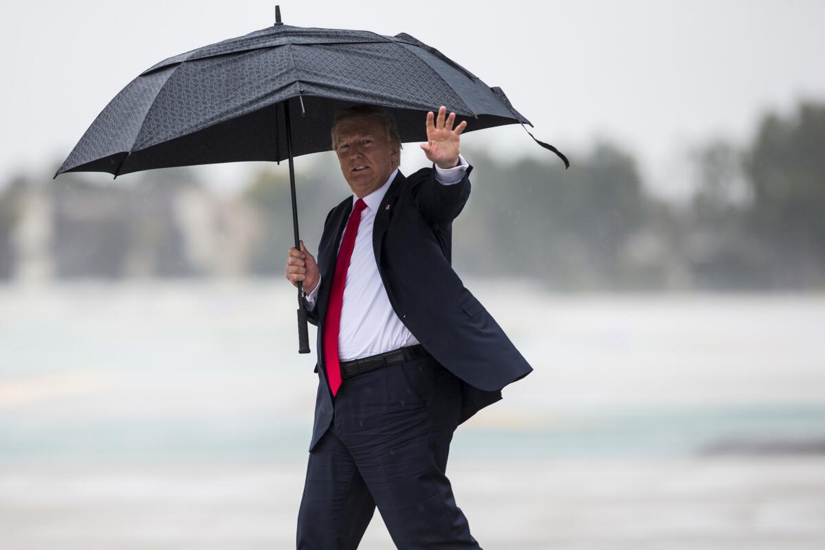 President Trump arrives at Los Angeles International Airport.