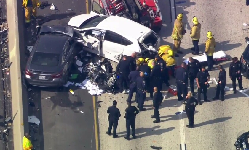 Crash scene on the 10 Freeway.