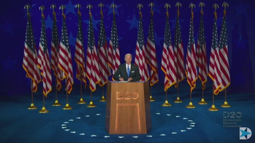 Joe Biden gives a presidential address.