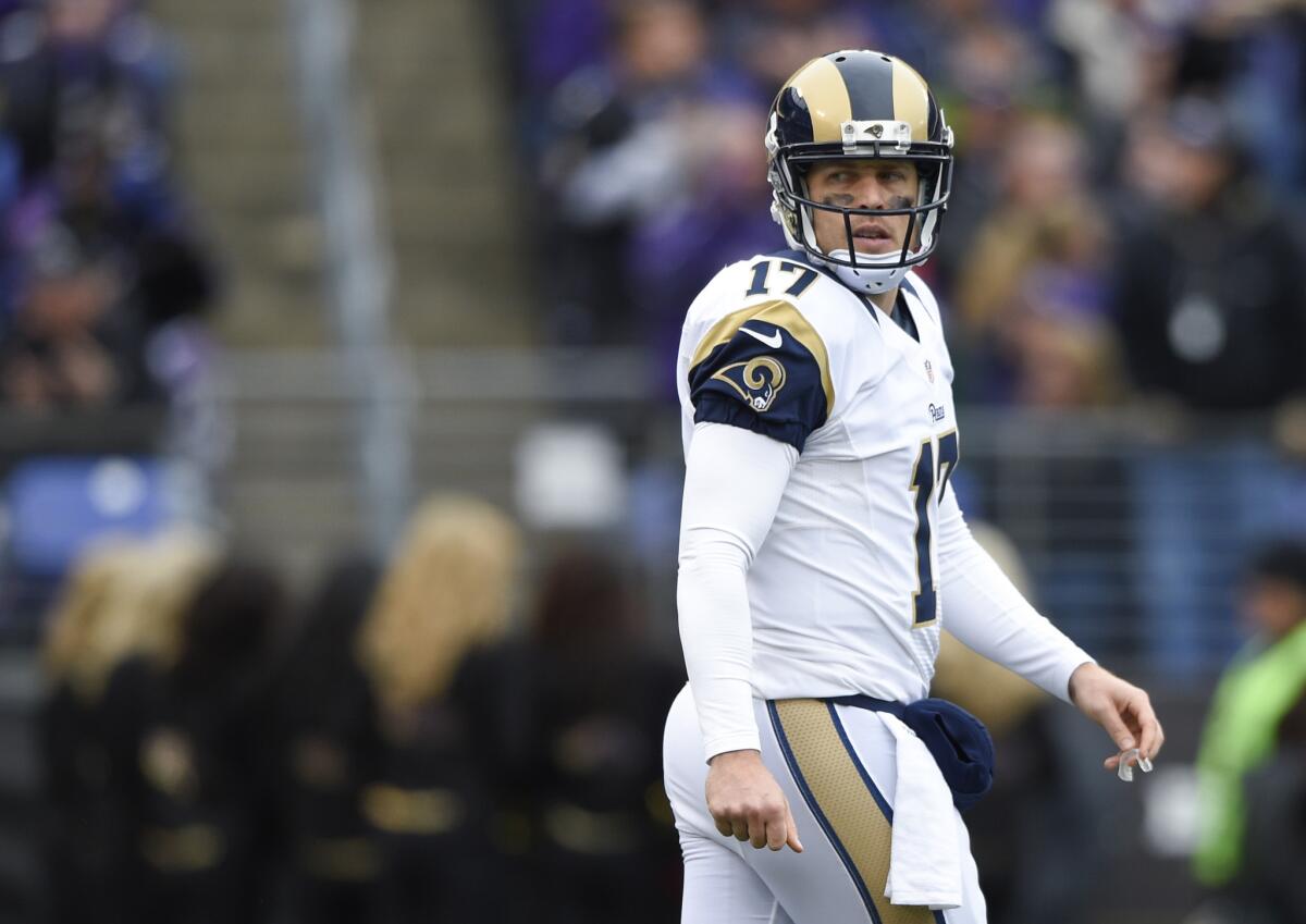 Rams quarterback Case Keenum plays against the Ravens in Baltimore on Nov. 22, 2015.