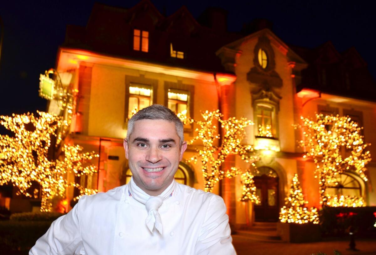 A Dec. 12, 2015 picture of Benoit Violier, chef of the Restaurant de l'Hotel de Ville, posing outside his restaurant in Crissier, near Lausanne, western Switzerland. Violier was found dead in his home on January 31 in an apparent suicide, police said.