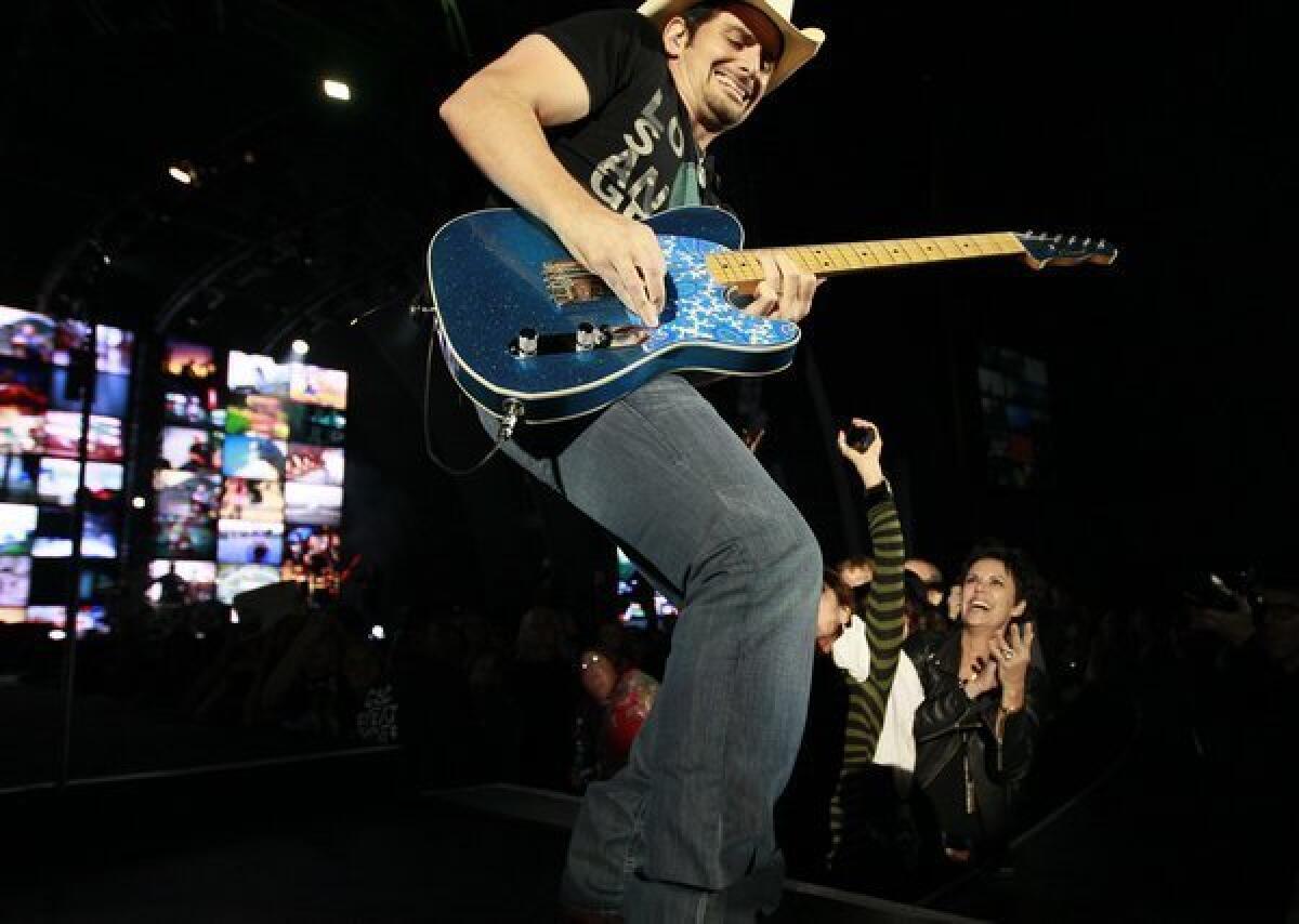 Brad Paisley, performing in 2012 at the Hollywood Bowl, has sparked debate over his new song "Accidental Racist."
