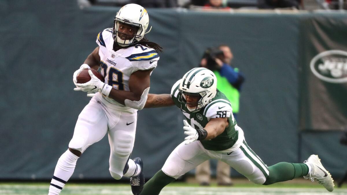 Melvin Gordon, who fell three yards short of 1,000 yards rushing last year, finally surpassed that mark Sunday with 81 yards against Darron Lee and the New York Jets.