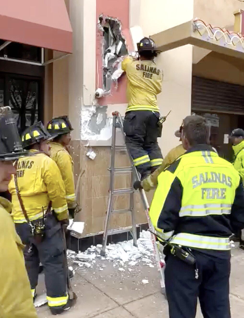 Burglary suspect trapped in a wall is rescued after Salinas cops on coffee break hear his cries for help