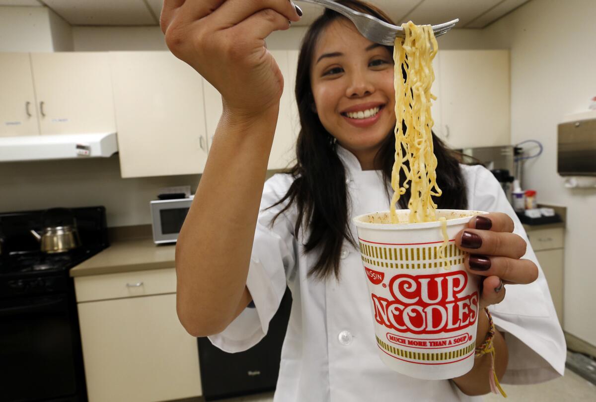 Natalie Hou, research and development specialist at Nissin Foods USA headquarters in Gardena, has worked to refine the company's Cup Noodles recipes to match customers' changing palettes.