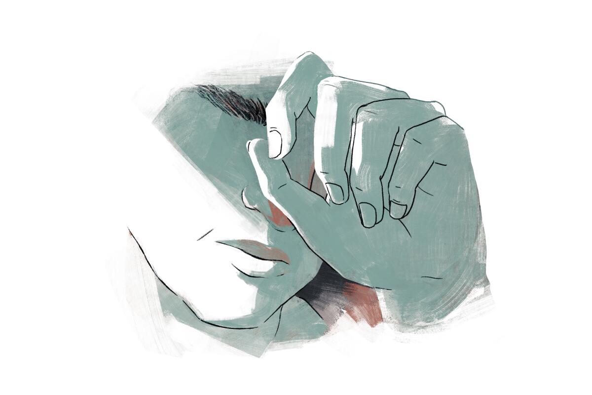 Illustration of a person holding their hand to their forehead