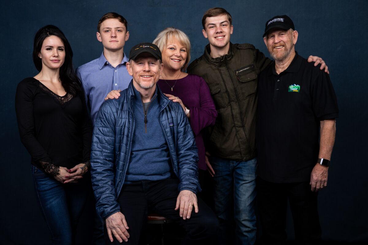 Director Ron Howard with some of the subjects of his documentary "Rebuilding Paradise."