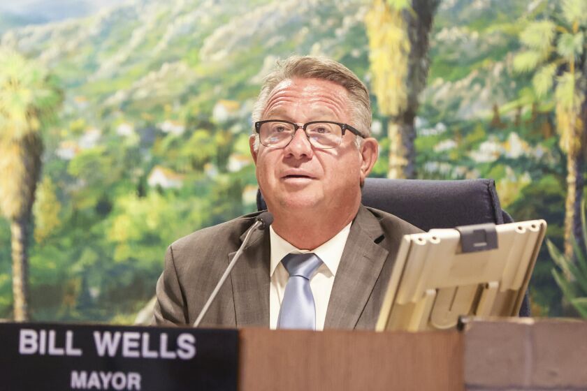 El Cajon, CA - August 09: Mayor Bill Wells during a meeting at the El Cajon City Council Chambers on Tuesday, Aug. 9, 2022 in El Cajon, CA. (Eduardo Contreras / The San Diego Union-Tribune)