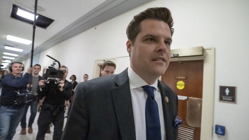 In the tweet in question, Rep. Matt Gaetz (R-Fla.) suggested without evidence that Michael Cohen, who is married, had "girlfriends."