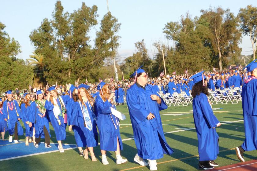 Ramona High School senior class of 2023 entering the field at the start of the graduation ceremony