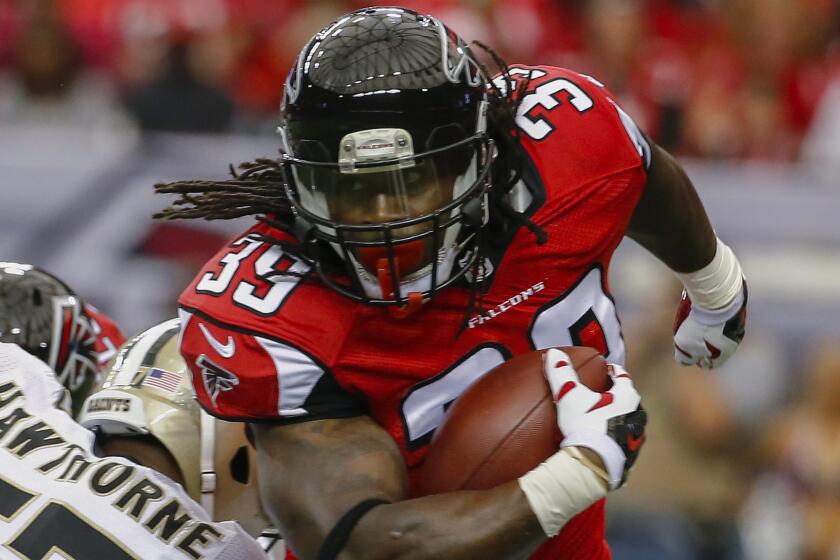 Atlanta Falcons running back Steven Jackson carries the ball during the first half of a 37-34 win over the New Orleans Saints on Sunday. Are the Falcons poised to be one of the surprises of the 2014 NFL season?