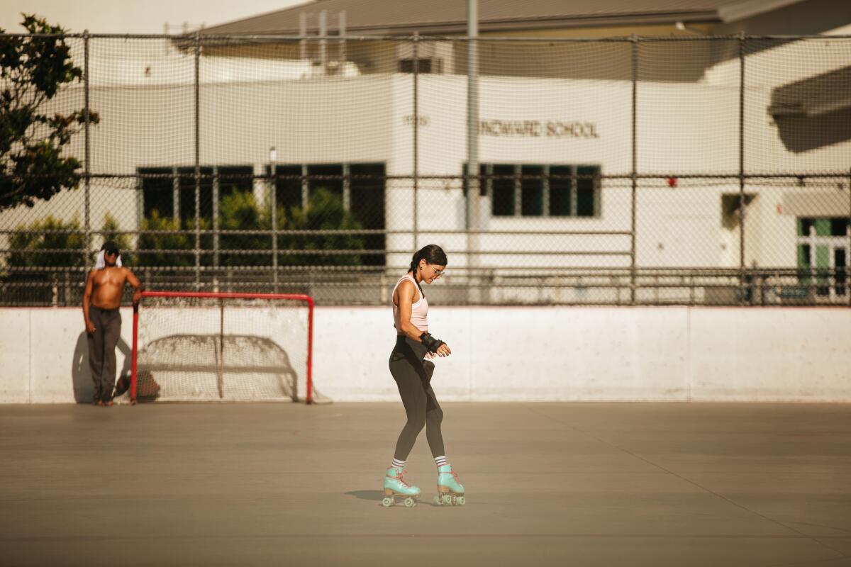 Coloma Muro practices her footwork at the Mar Vista Roller Hockey Rink.
