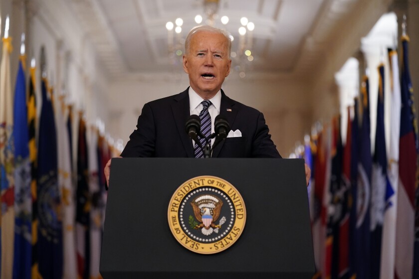 President Biden speaks about the COVID-19 pandemic during a prime-time national address March 11. 