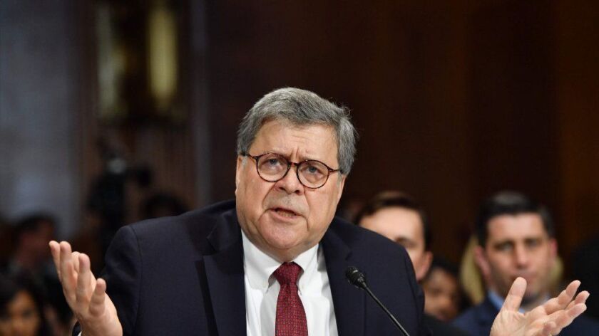 Atty. Gen. William Barr, pictured here during a May 1 hearing, could become the second top law enforcement officer to be held in contempt by the House of Representatives.