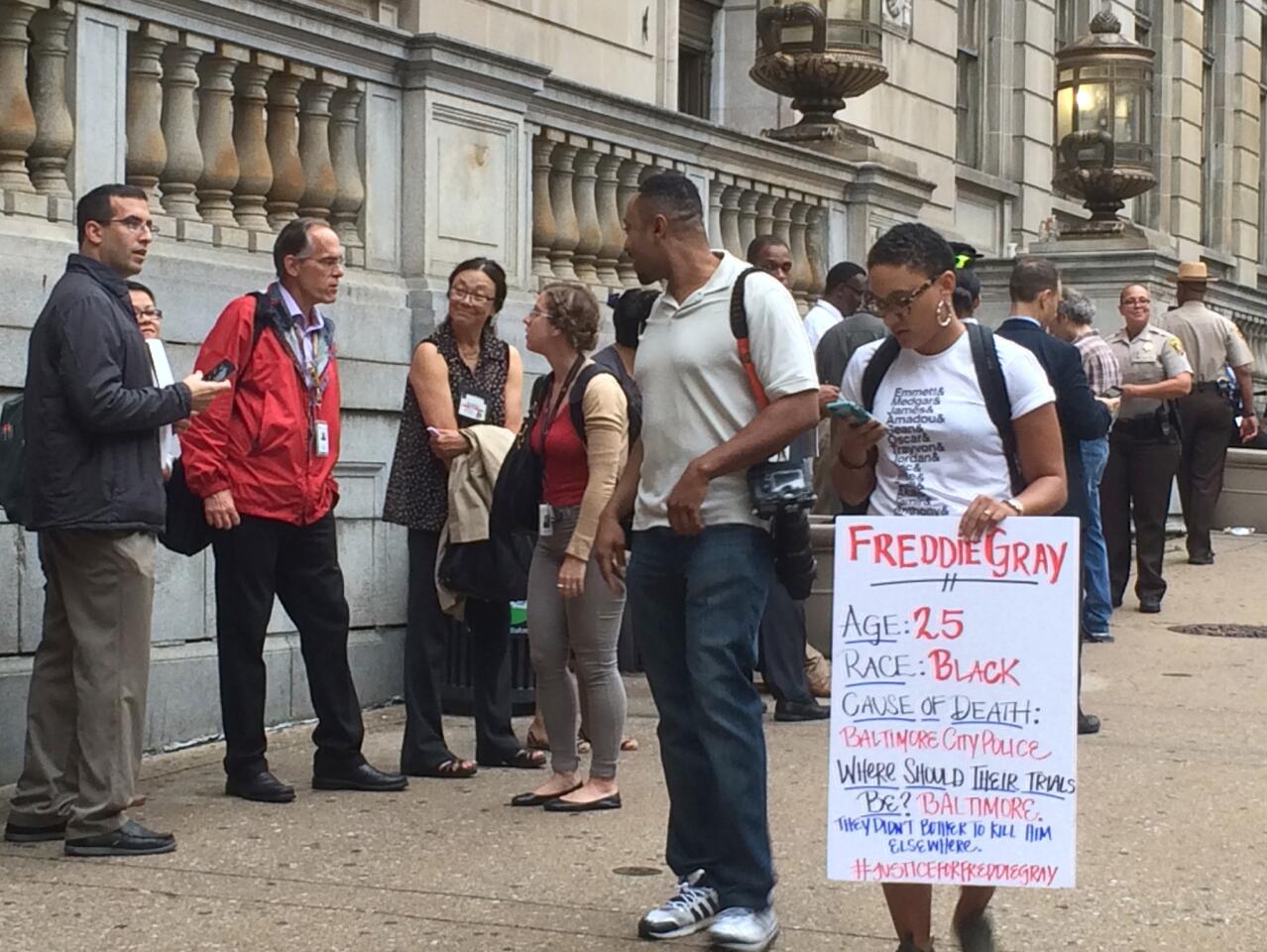 Freddie Gray protest and hearing