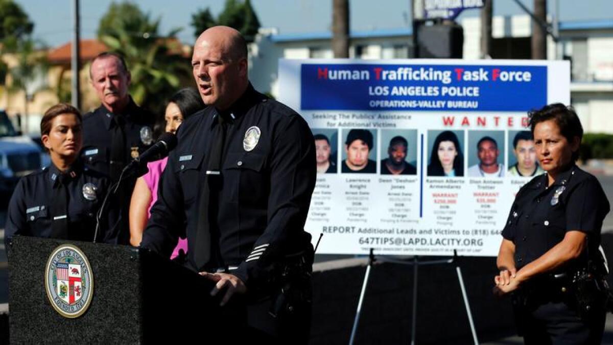 LAPD Lt. Marc Evans issues a Human Trafficking Task Force alert to the media in August 2016 in Van Nuys.