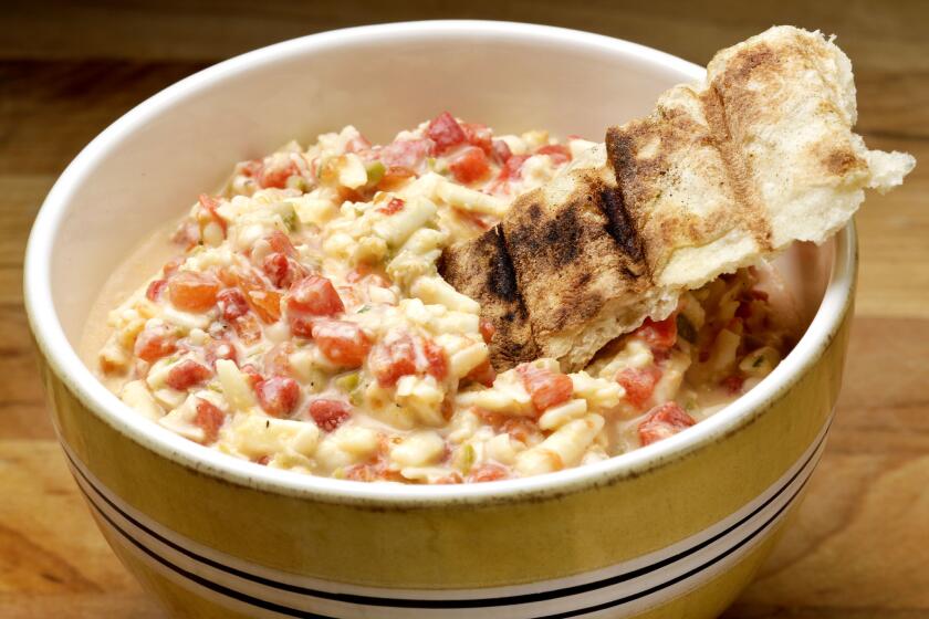 The recipe for pimiento cheese dip is adapted from a Charleston, S.C., restaurant. Recipe.