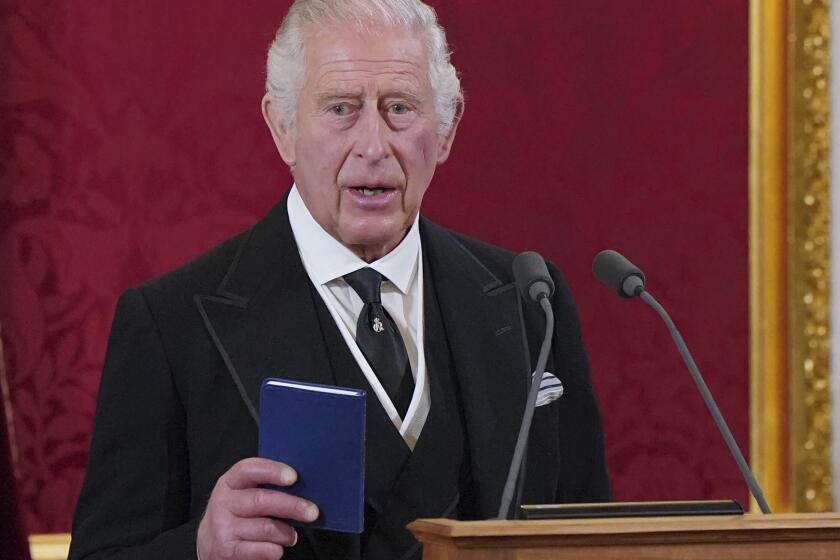 King Charles III makes his declaration during the Accession Council at St James's Palace, London.