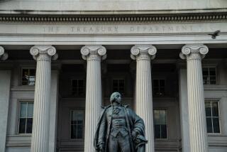 WASHINGTON, DC - JULY 16: The U.S. Treasury Building, photographed on Friday, July 16, 2021 in Washington, DC. (Kent Nishimura / Los Angeles Times)