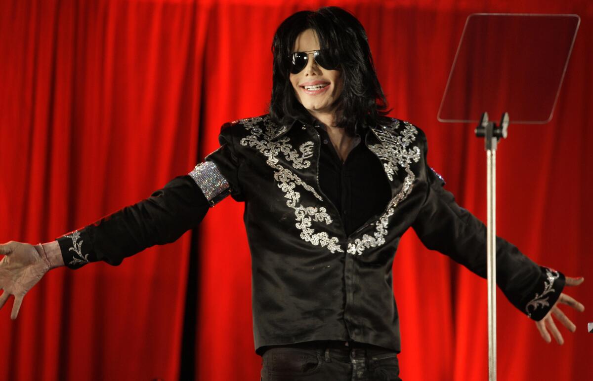 In this March 5, 2009, file photo, Michael Jackson is at a press conference in London.
