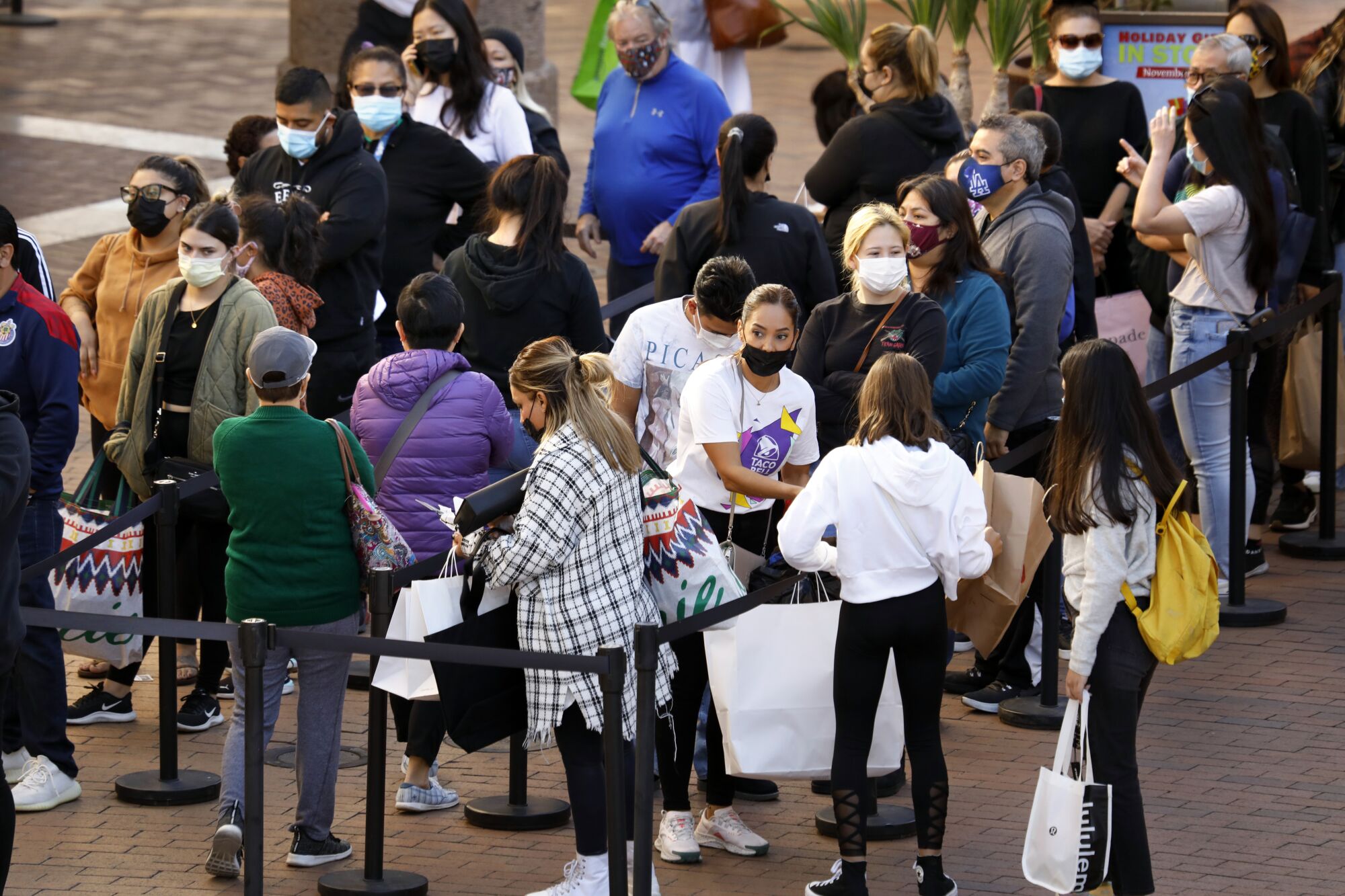 A Black Friday queue forms outside the Coach store at the Citadel Outlets.