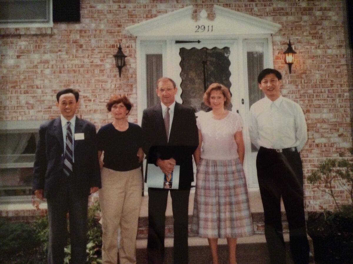 A young Xi Jinping, far right, on his first trip to the United States in 1985.