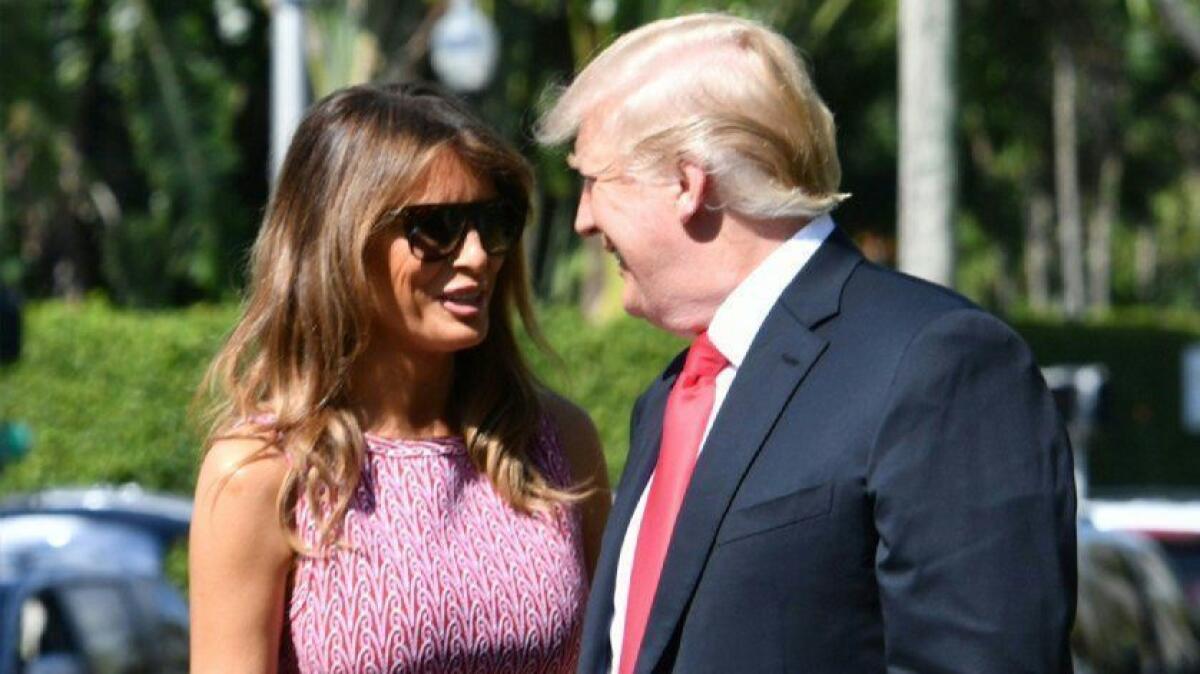 President Trump and First Lady Melania Trump arrive for Easter service at the Church of Bethesda-by-the-Sea in Palm Beach, Fla., on April 1, 2018.