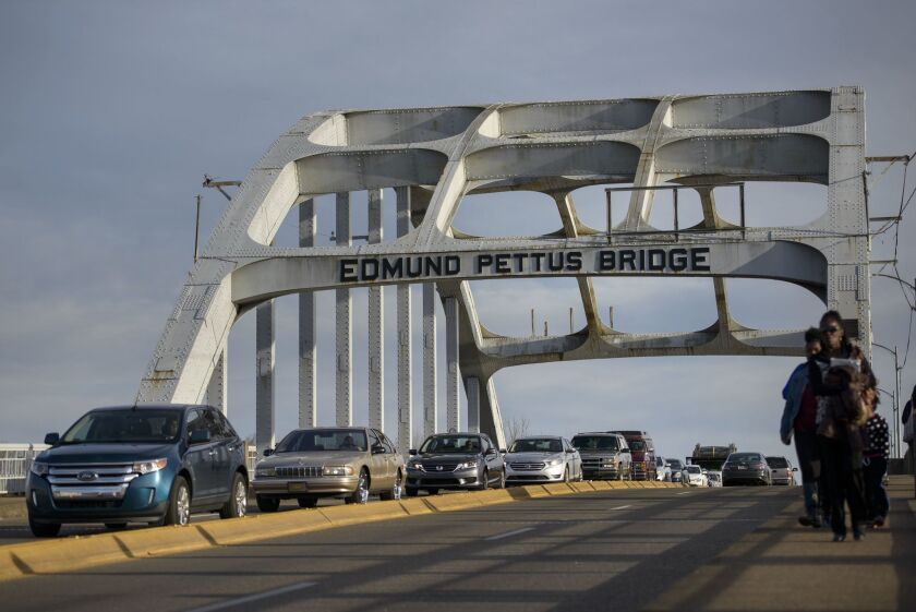 The Edmund Pettus Bridge in Selma, Ala., on Friday. On March 7, 1965, the bridge was the site of a violent police attack on peaceful civil rights demonstrators.
