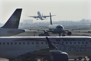 FILE - An AeroMexico plane taxis on the tarmac of the Benito Juarez International Airport, in Mexico City, May 12, 2022. (AP Photo/Marco Ugarte, File)