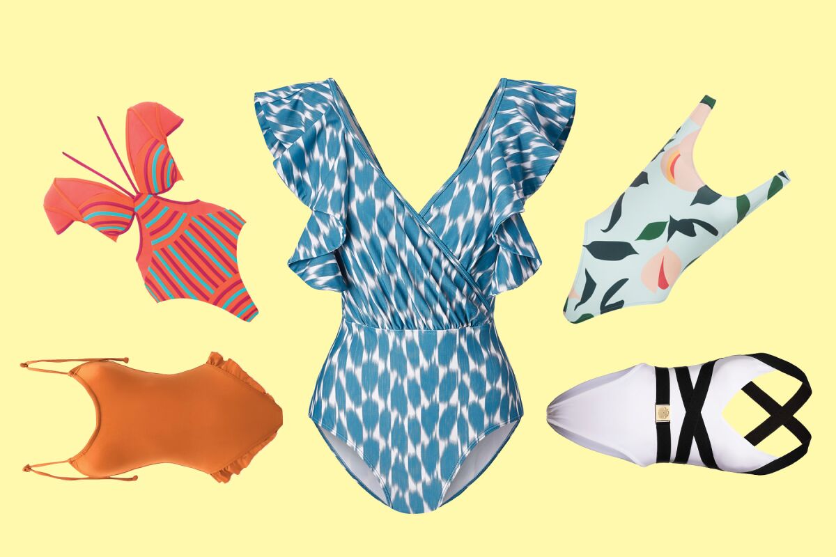 A photo illustration of bathing suits.
