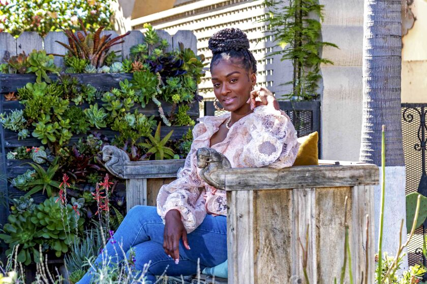 VERMONT KNOLLS - LOS ANGELES, CA - MONDAY, MARCH 07, 2022 - Home and garden of Brandy Williams, an African American owner of Garden Butterfly, a landscaping business she operates from her home in South Central LA. (Ricardo DeAratanha / Los Angeles Times)