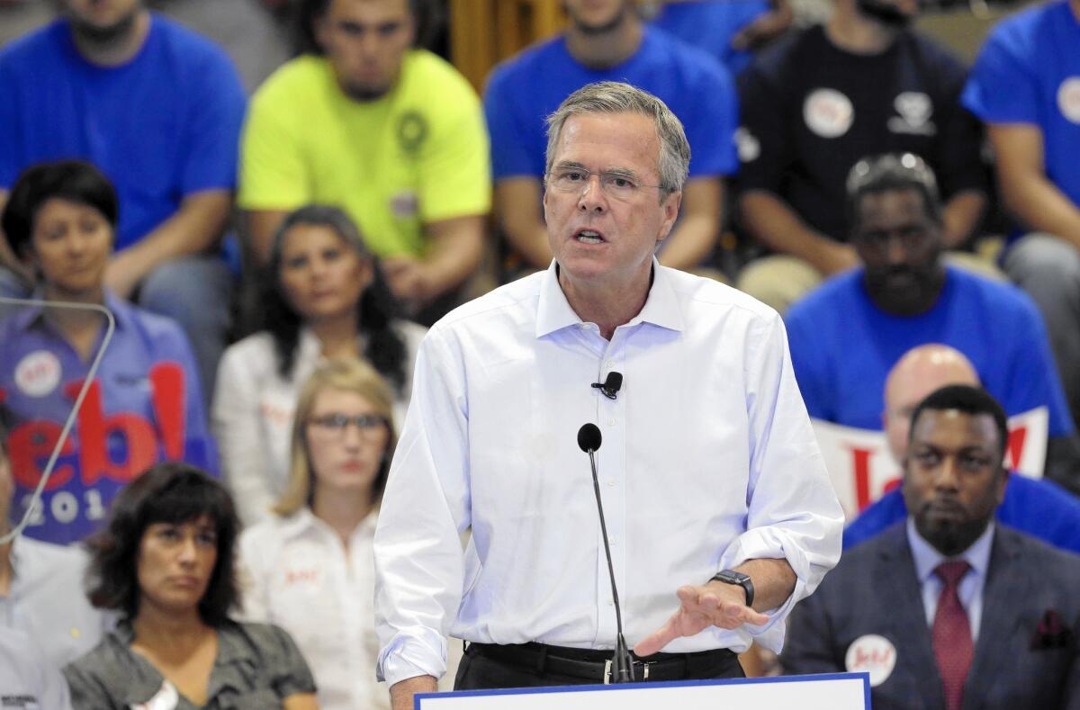 “We need to jump-start our economy, and we can do that by fixing our broken tax code. It’s a disaster. We all know it,” Jeb Bush said during a campaign appearance in Garner, N.C.