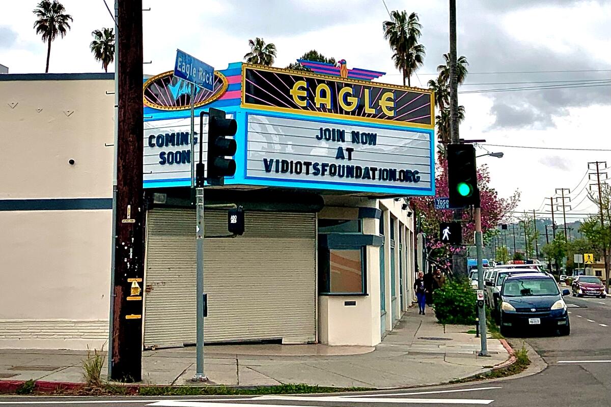 The marquee of Vidiots in Eagle Rock.