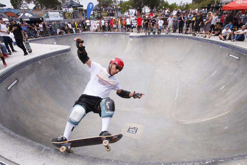 June 13, 2015_San Diego, CA_USA_ | Steve Alba, known as Salba, skates in the pool during the Clash at Clairemont at the Mission Valley YMCA Krause Family Skate & Bike Park in Clairemont. | The Clash at Clairemont is a demo featuring the world's top skateboarders raising money for Grind for Life. Grind for Life provides financial assistance to cancer patients and their families when traveling long distances to doctors and hospitals. Photo by K.C. Alfred/UT San Diego/Copyright 2015