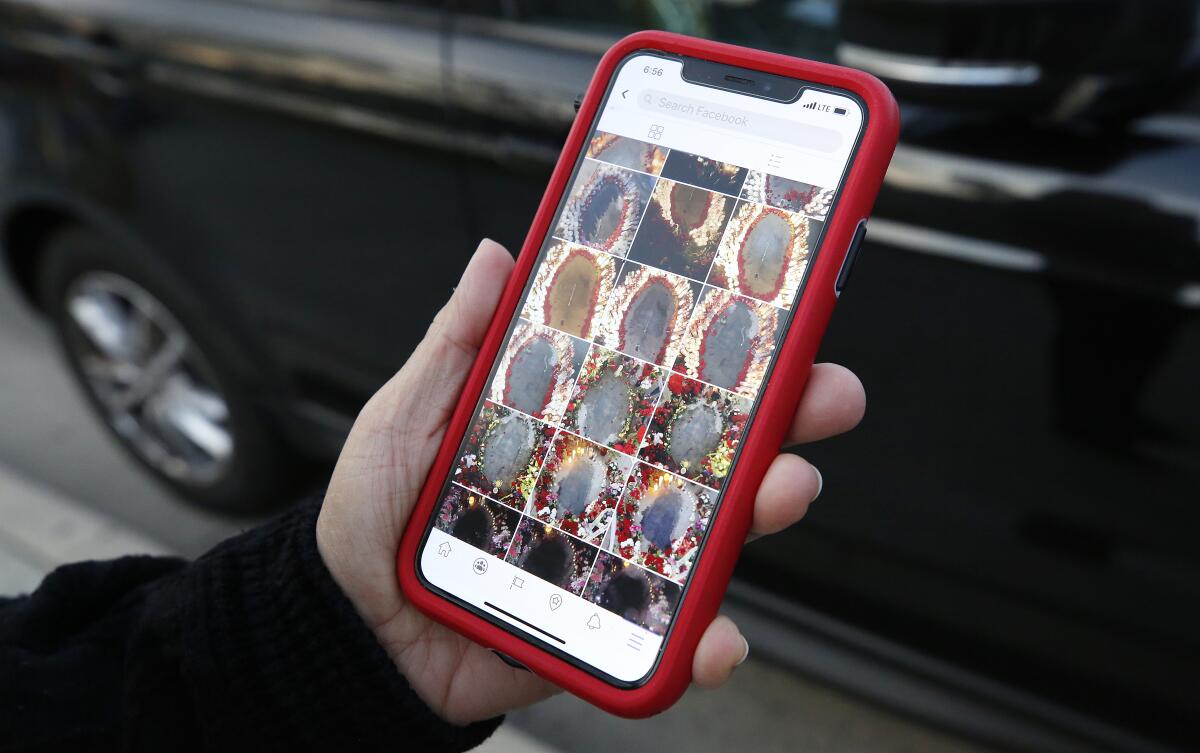 Photographs of sidewalk image of Our Lady of Guadalupe