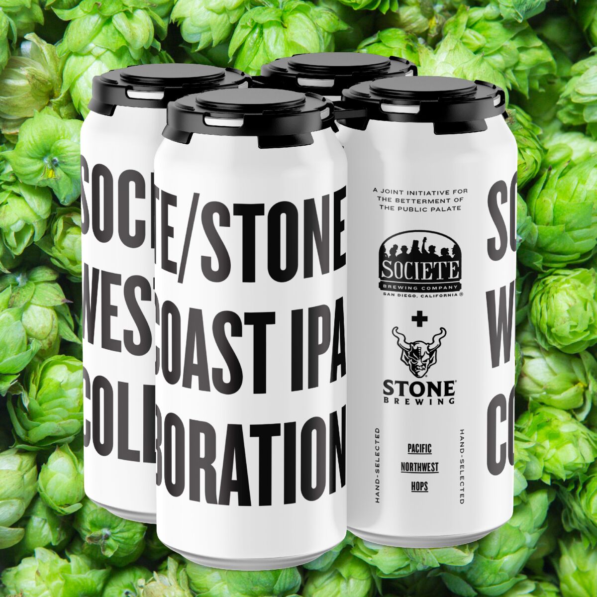 Societe x Stone West Coast IPA Collaboration is available in a four-pack for $13.