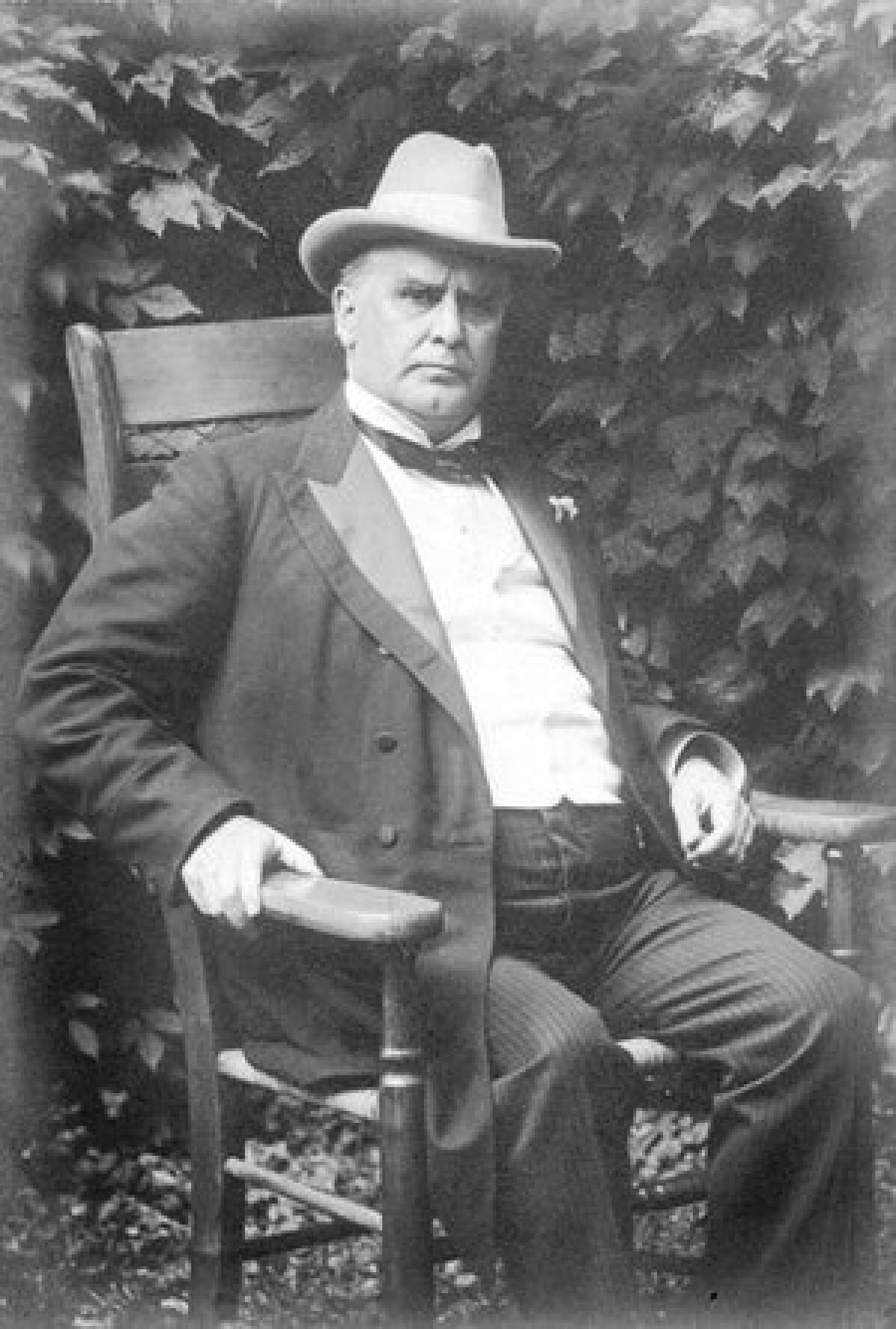 President William McKinley sits in his backyard at his home in Niles, Ohio.