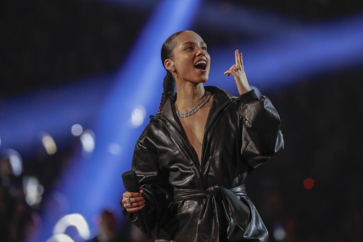 Alicia Keys performs onstage at the 61st Grammy Awards at Staples Center.