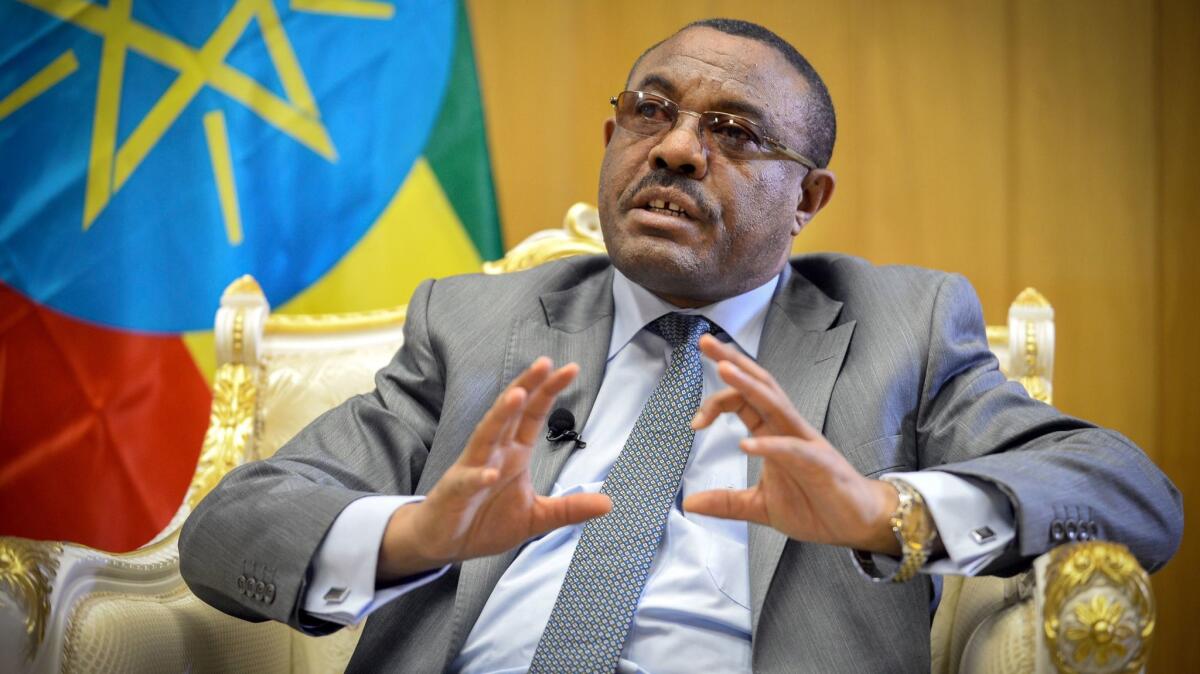 Ethiopian Prime Minister Hailemariam Desalegn in his office in Addis Ababa, the capital.